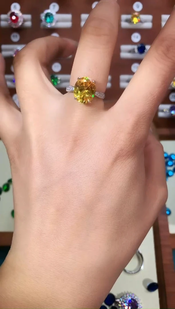 无925银金丝雀色戒指