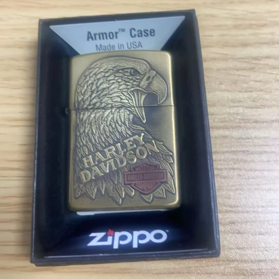 ZIPPO/之宝【黄铜盔甲哈雷白头鹰】个性防风送男友生日礼物DYJ-168