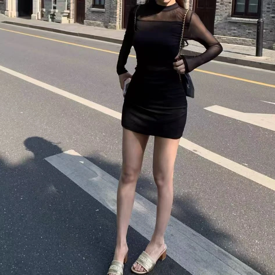 2988大码女装半高领名媛性感包臀裙