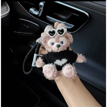 秋冬相机雪莉玫包包挂件汽车钥匙扣毛绒公仔黑色高级感礼物车FF