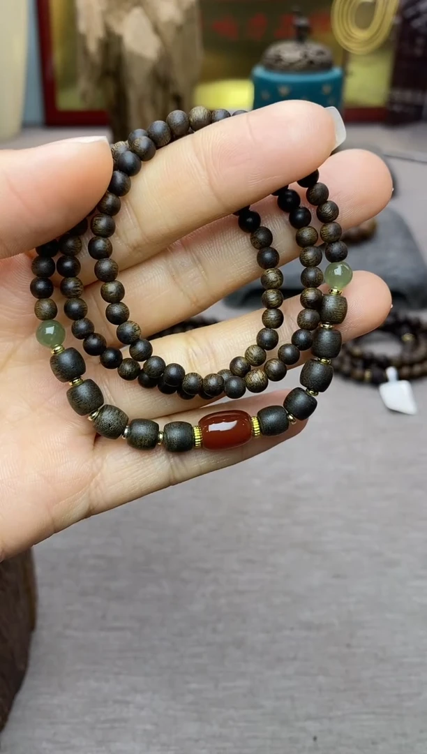 【闪购商品】沉香手串白棋04+紫棋06三圈设计