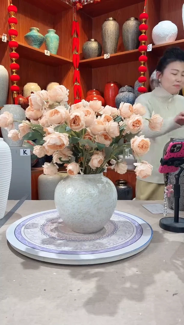 【闪购商品】瓶陶瓷花瓶 茶白小号  无花