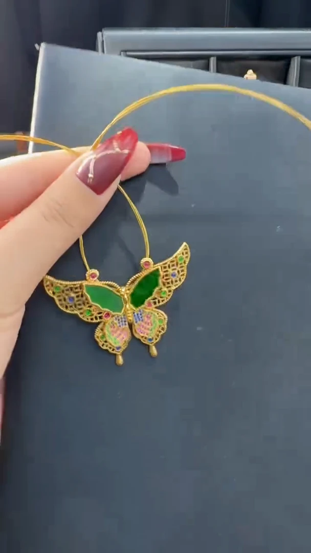 【闪购商品】翡翠吊坠(不含链)银S925镀金镶嵌天然缅甸翡翠A货吊坠