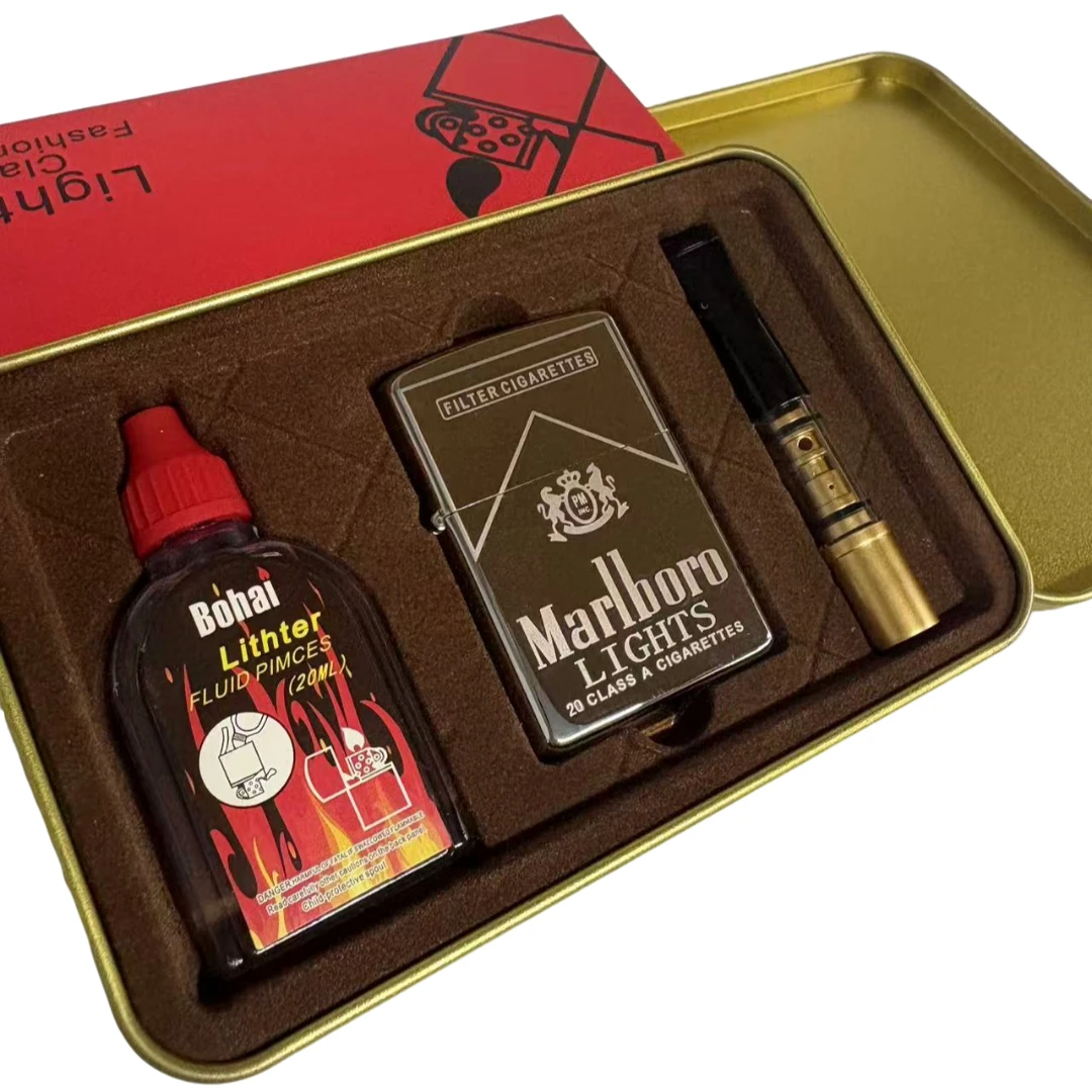 【冰万宝路】礼盒煤油打火机男士燃油个性防风男生送礼礼盒煤油机