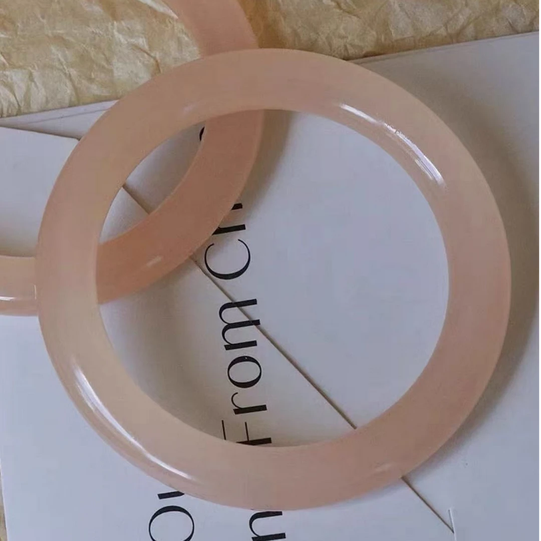 藕粉手镯镯子气质少女粉色冰透温柔气质美人镯精美甜美