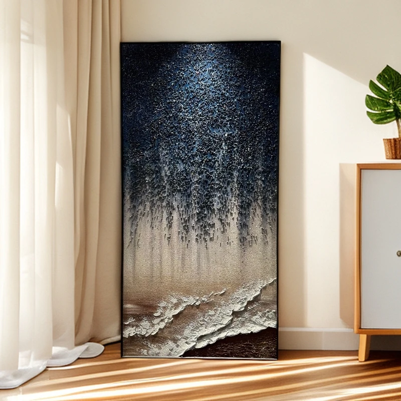 星辰大海 玄关走廊油画现代轻奢风高级手工油画80*160