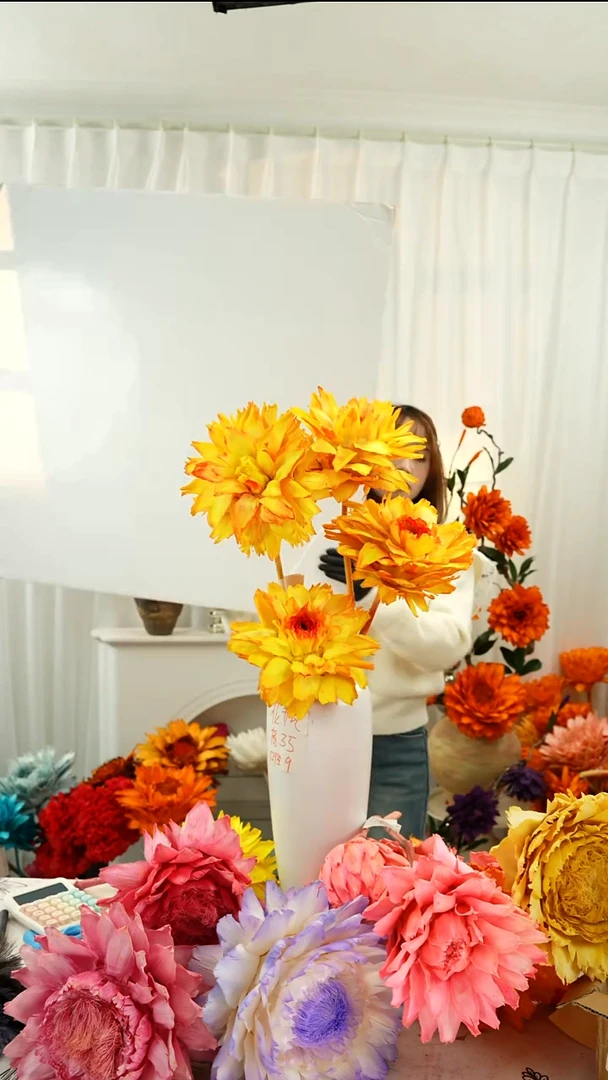 永生洋蓟 霸王花4个头烈焰橙【叶片微瑕】A8