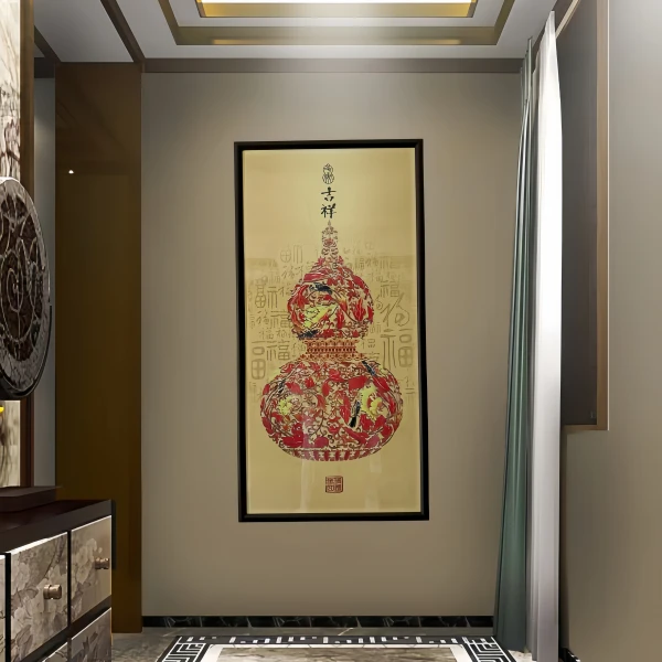 A13《琳琅葫芦》110*55中式装饰画木框玄关书房茶室客厅挂画