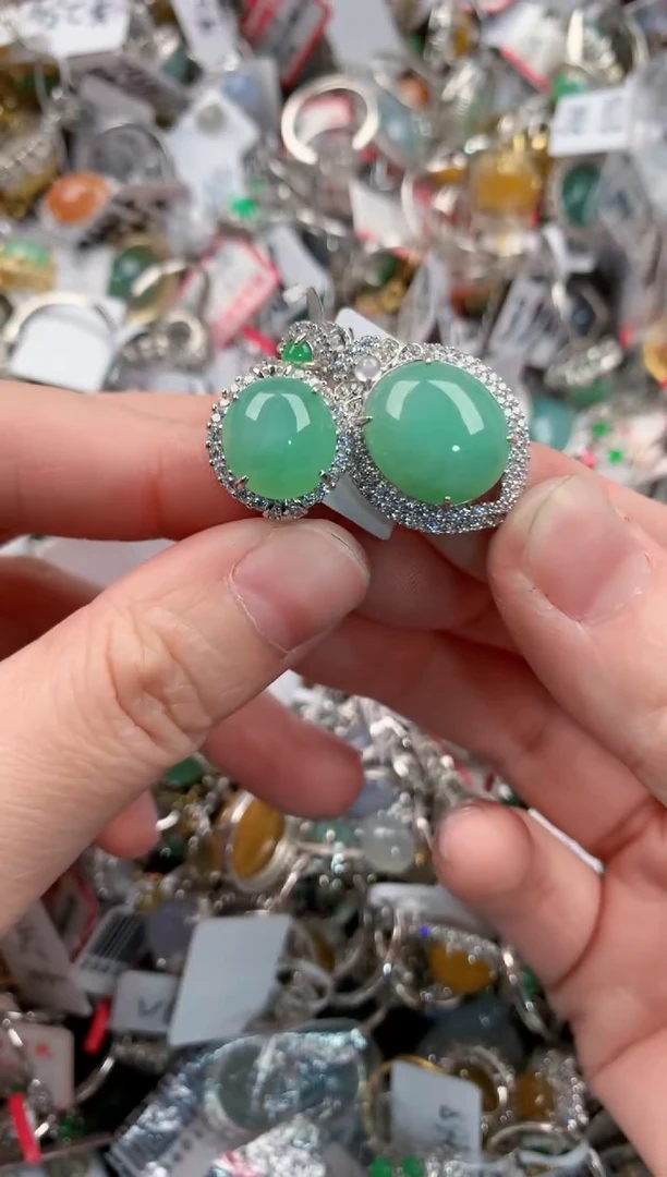 银S925镶嵌戒指翡翠9999----6