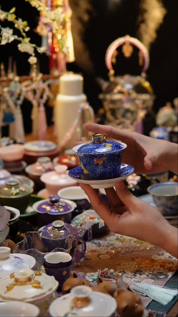 【闪购商品】盖碗蝶恋花三才盖碗蝶恋花三才盖碗