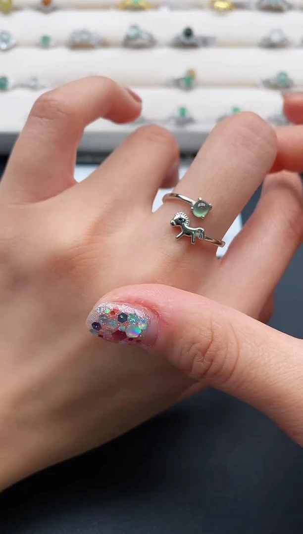 银S925镶嵌戒指翡翠2222222+3