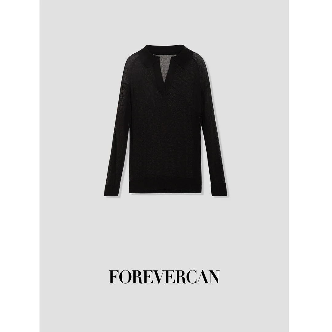 FOREVERCAN“冷萃美式”极简慵懒风微透宽松罩衫上衣 MY4077