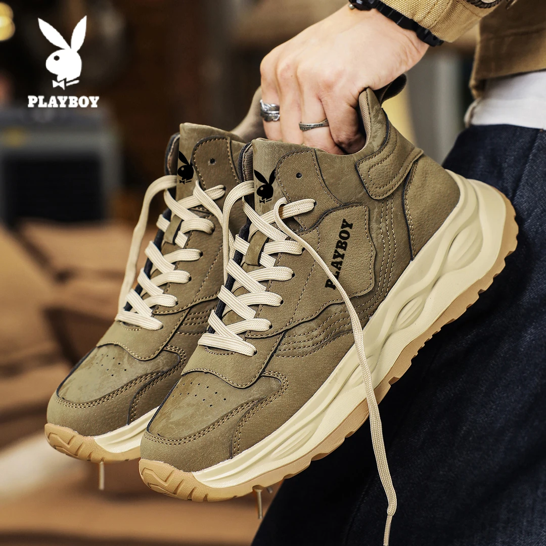 PLAYBOY/花花公子时尚休闲鞋2025新款男士百搭潮流厚底中帮运动鞋