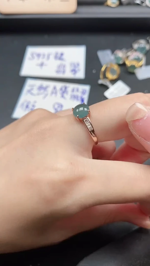 翡翠戒指银S925镶嵌51511