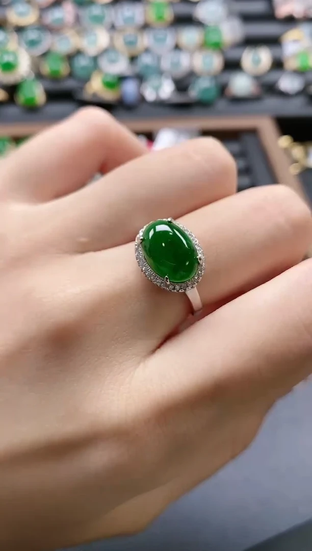 【闪购商品】翡翠戒指银S925镶嵌5151