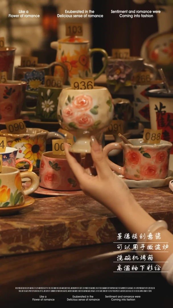 陶瓷936景德镇高温手绘釉下彩设计师款式