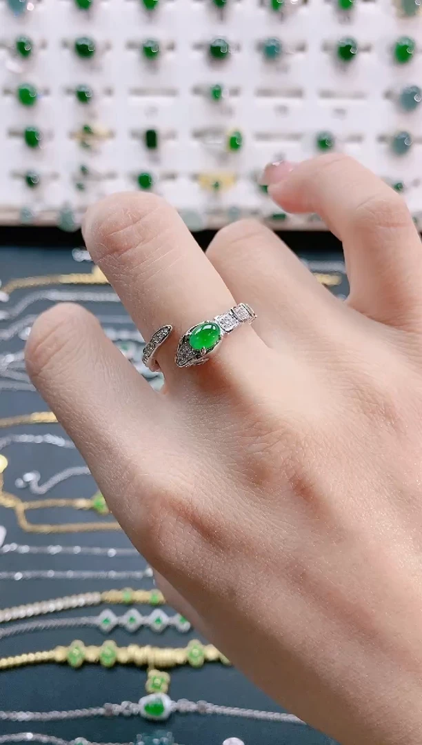 【闪购商品】翡翠戒指银S925镶嵌天然翡翠