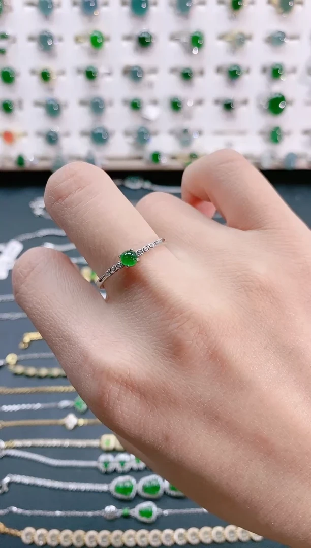 【闪购商品】翡翠戒指银S925镶嵌天然翡翠