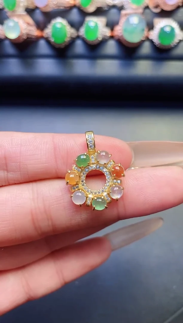 银S925镶嵌戒指翡翠天然