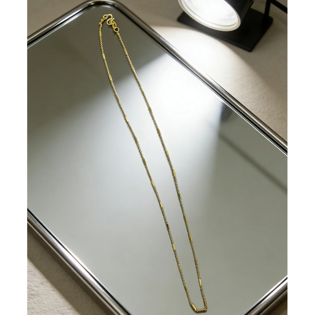 【越美丽】--V金古法精工质感高级极简项链（约45cm）bj0205