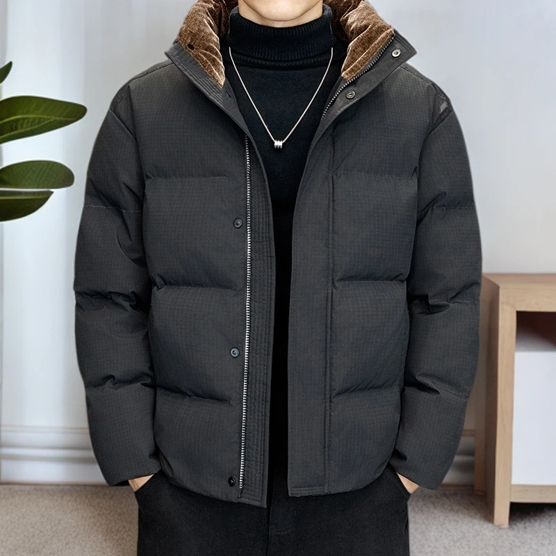 加厚保暖立领男士冬装宽松型面包服户外休闲防寒羽绒短款外套