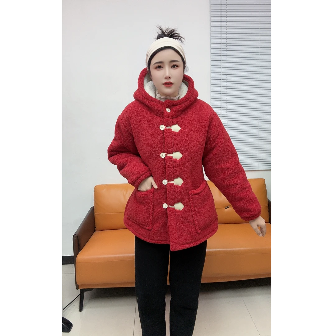 【麦穗绒连帽套装】时尚女装加绒加厚一件过冬可外穿家居服宽松冬季