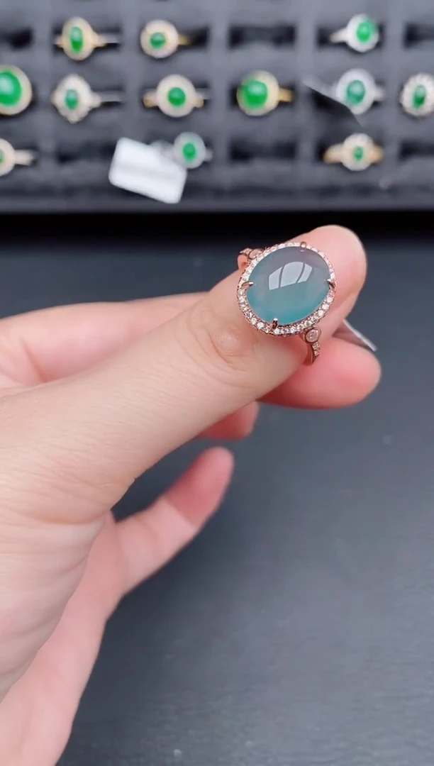 银S925镶嵌戒指翡翠天然a货翡翠154