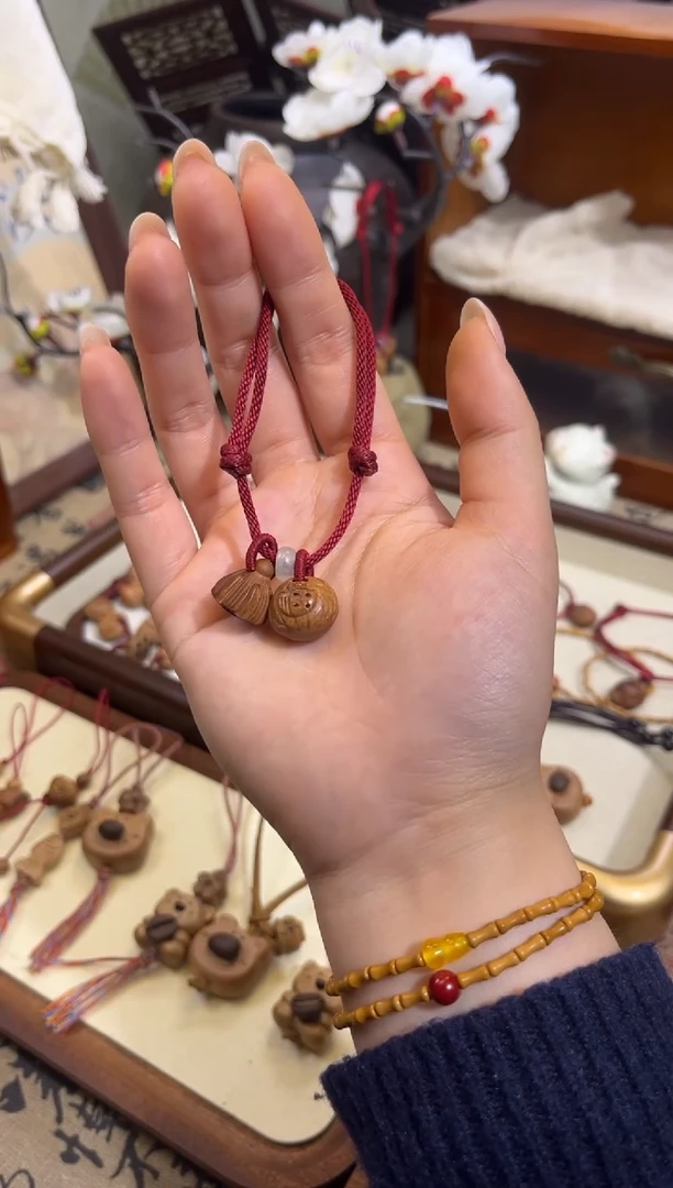 手串桃核【桃缘行】竹节「福气莲莲」桃核辟、挡、驱、护 备注手围