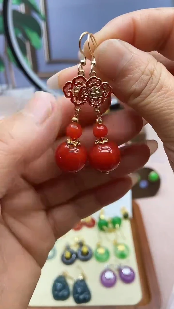 未镶嵌南红玛瑙耳饰741