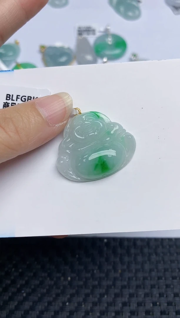 翡翠18K金镶嵌颈饰天然翡翠A货