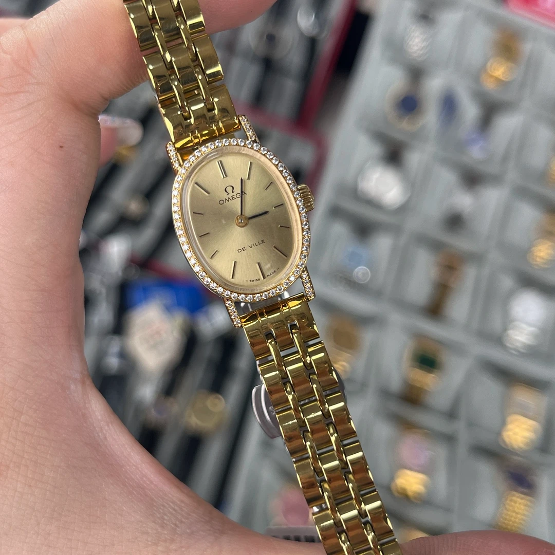 95新 Omega/欧米茄 18*23mm手动机械表JM4758后镶钻蝶飞名表