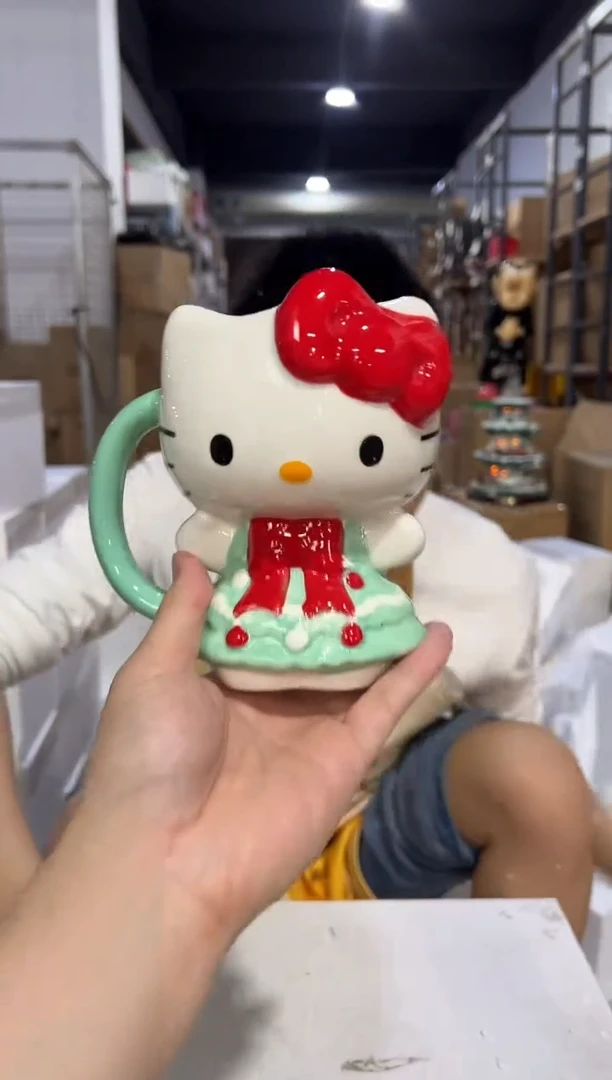 瓷片圣诞绿色裙子kt全身杯