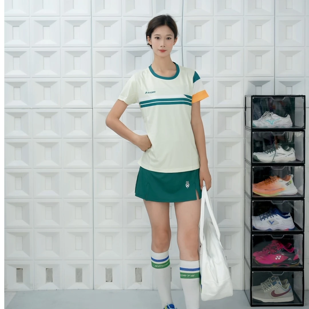 艾特V透气网眼速干透气比赛服大赛服男女圆领休闲羽毛球服短袖