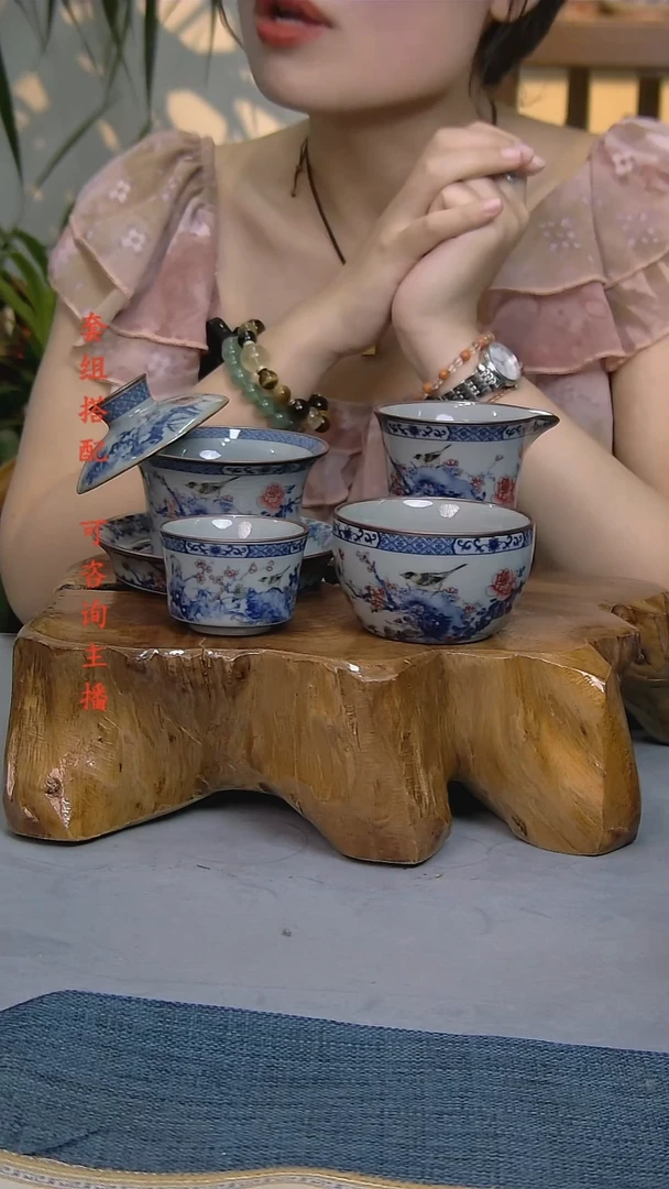 4件套陶瓷茶具老陶泥开片纹