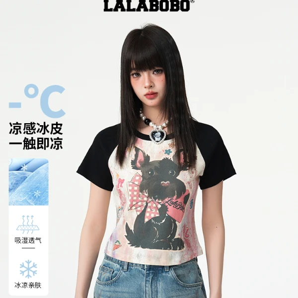 【AOYI专属】LALABOBO夏新款原创撞色插肩T恤RBEB-DT18