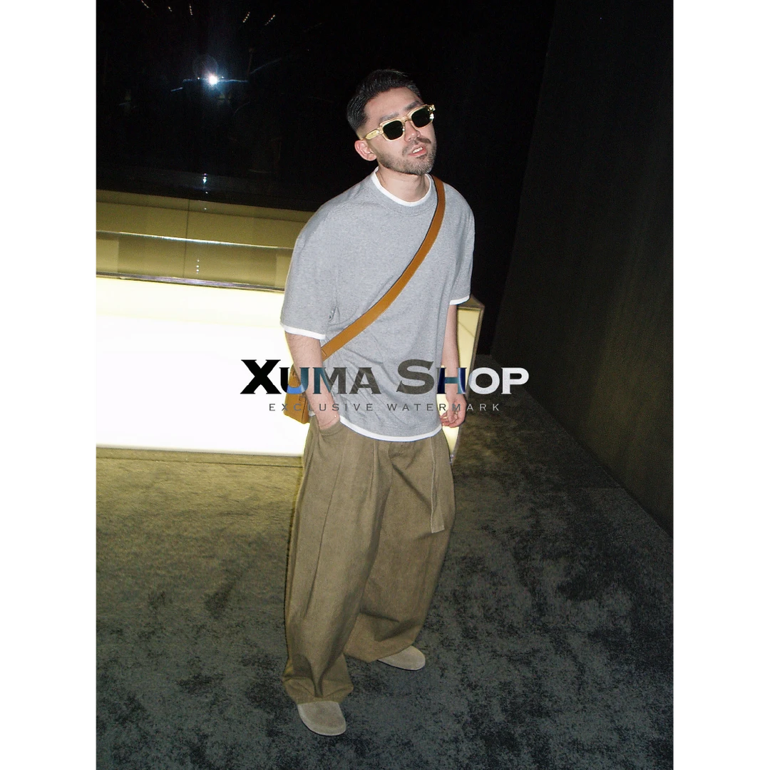 【DUPU】2025夏季180g棉氨撞色假两件微宽松抗皱凉感百搭圆领T恤