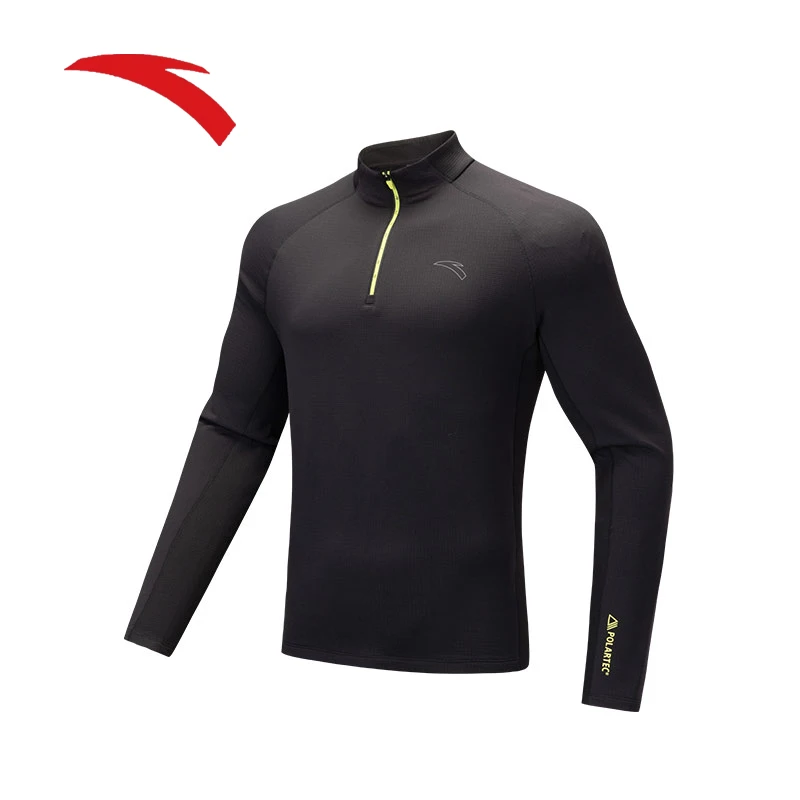 【安踏】抓绒保暖长袖t恤男冬季半拉链立领运动上衣152445403-LQ