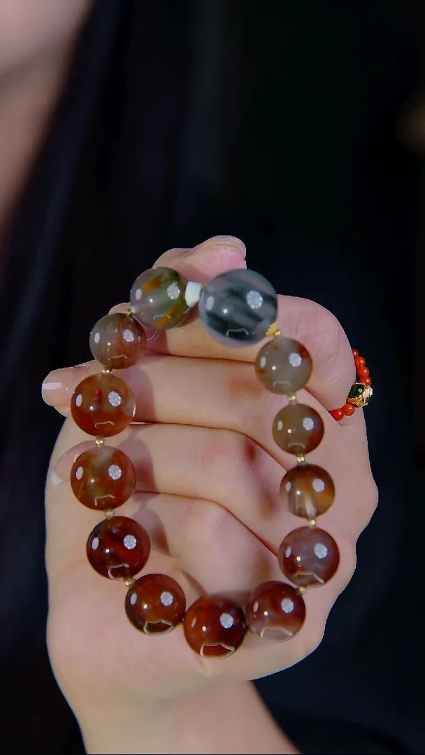 18K金镶嵌手链水晶油画兔毛