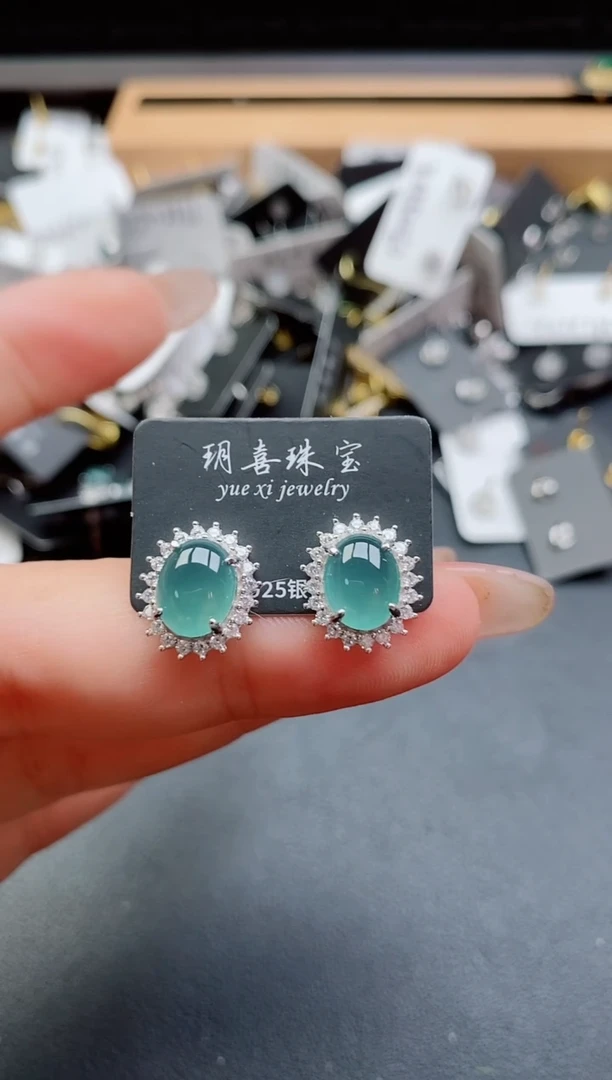 银S925镶嵌戒指翡翠1