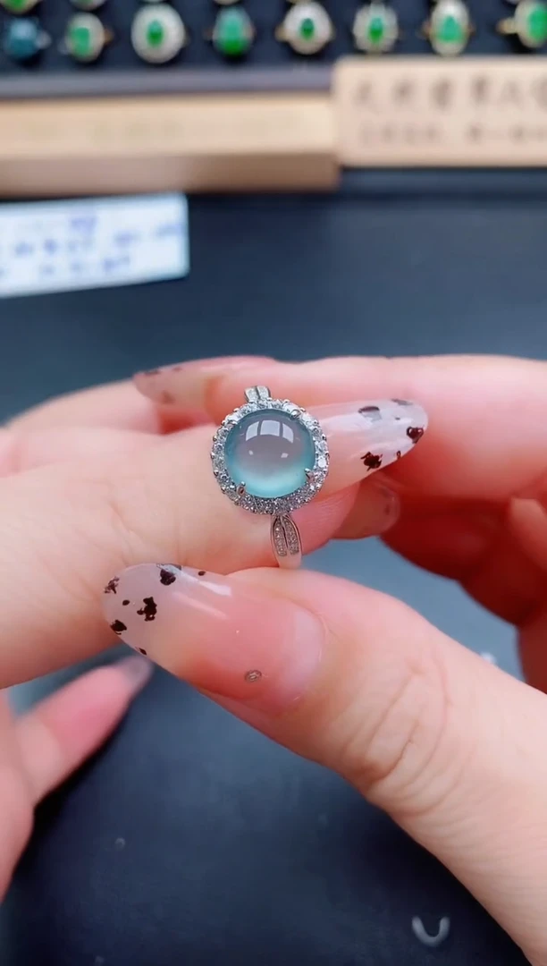 银S925镶嵌戒指翡翠1