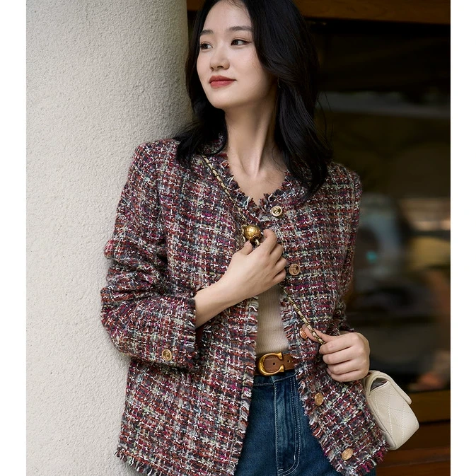 笑涵阁【人间富贵花】 雅雾玫瑰复古优雅气质香风短外套WTF763409AG