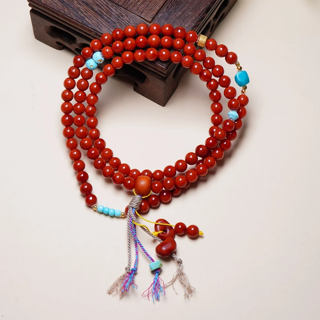 瓦西南红18k多圈项链6mm【承禧原矿】FH10-9234多样性其一