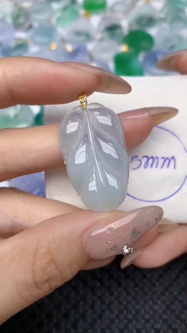 颈饰18K金镶嵌翡翠天然缅甸翡翠a货百元以上9元证书费自理