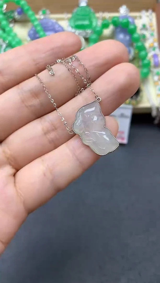 翡翠18K金镶嵌颈饰215-中国好珍宝