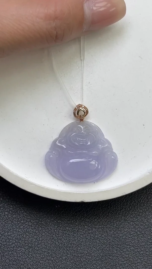 颈饰18K金镶嵌翡翠佛公