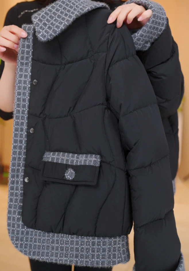 【黑标大朵羽绒】扶摇2025新款保暖气质鸭绒羽绒服外套d372沐沐