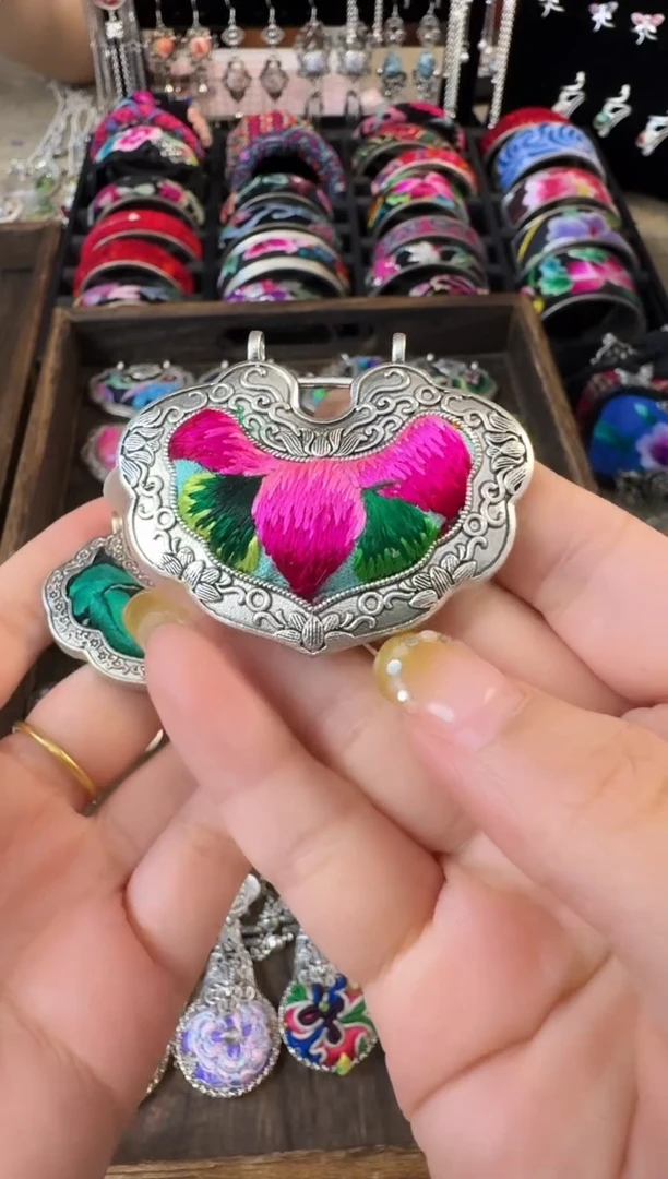 织绣艺枝独绣老绣饰品96配苗银链子