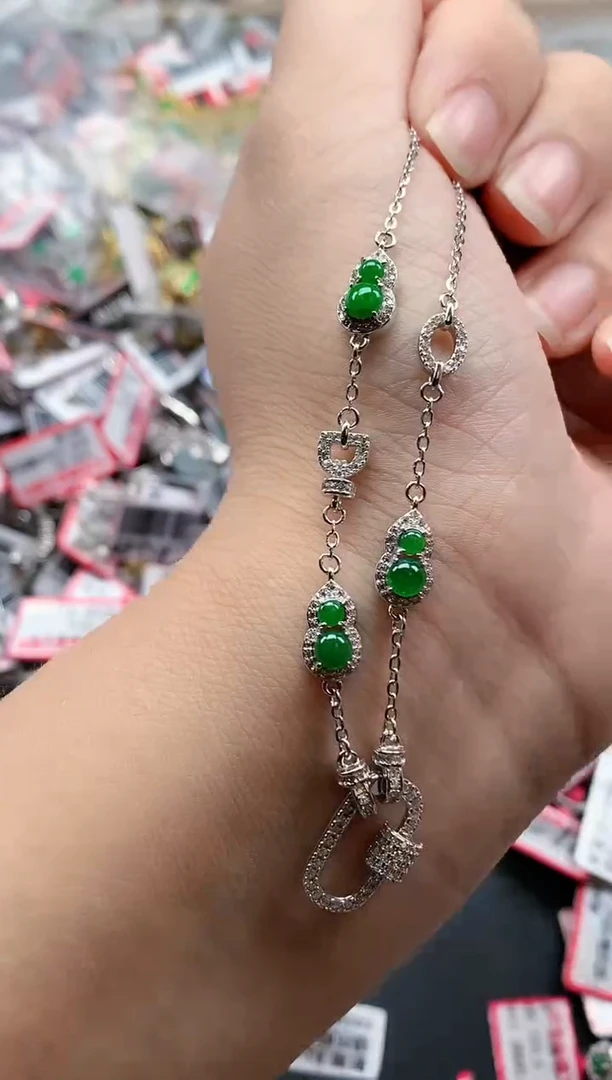 银S925镶嵌戒指翡翠天然A货缅甸翡翠