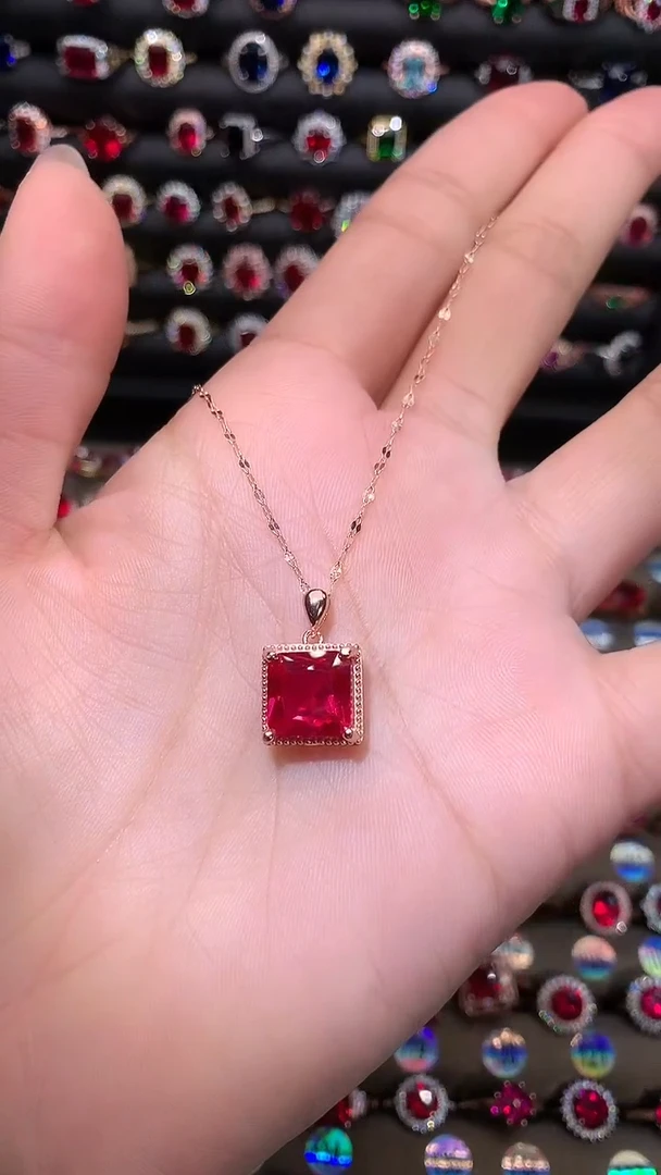 【闪购商品】红宝石吊坠(赠链)银S925镶嵌1