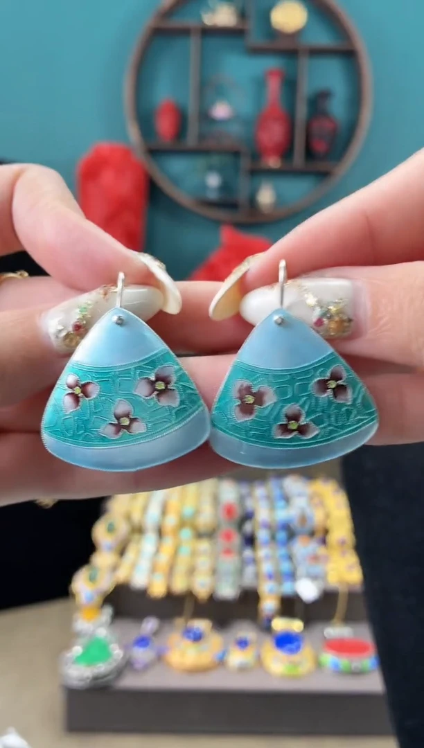 非遗手工烧蓝精品耳环
